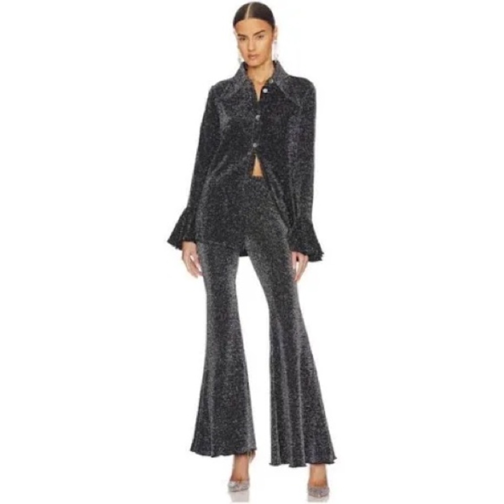 Sleeper Black Sparkle Glitter High Waist Pant and Top